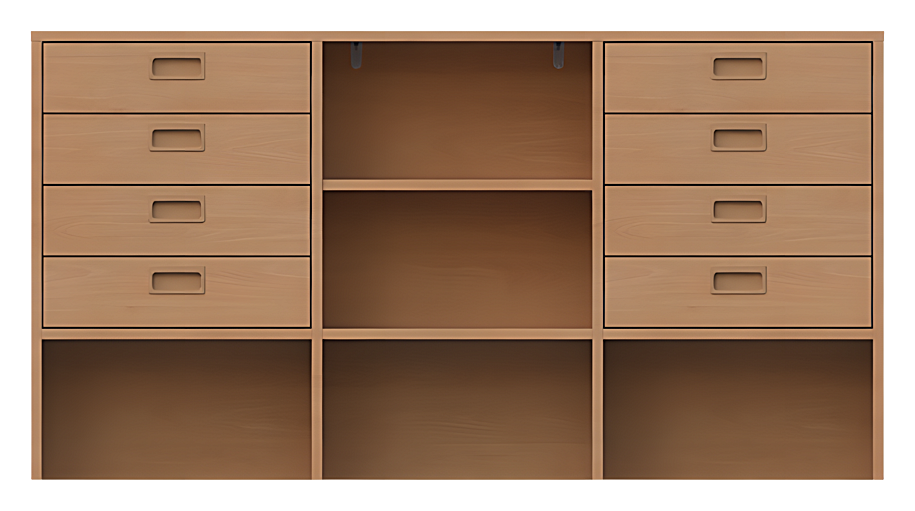 Raumteilerschrank mit Sockelnische
